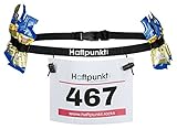 Haftpunkt Startnummernband (incl. 6 Gel Halter) zur Startnummer Befestigung - der Startnummerngürtel zum Einsatz bei Triathlon oder Marathon