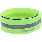 Ultrasport Lichtreflexband Reflektorband, ideal zum Sport und Allen Outdooraktivitäten, reflektierendes Material, einfache Montage Dank Klettverschluss, Neon Gelb, OS